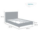 Lit double  160x190 en tissu avec sommier à lattes Lausanne King 