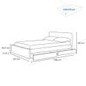 Lit double  à LED avec coffre et sommier à lattes 160x190 Geneva King 
