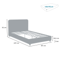Lit double 160x190 en tissu avec sommier à lattes Zurich King 