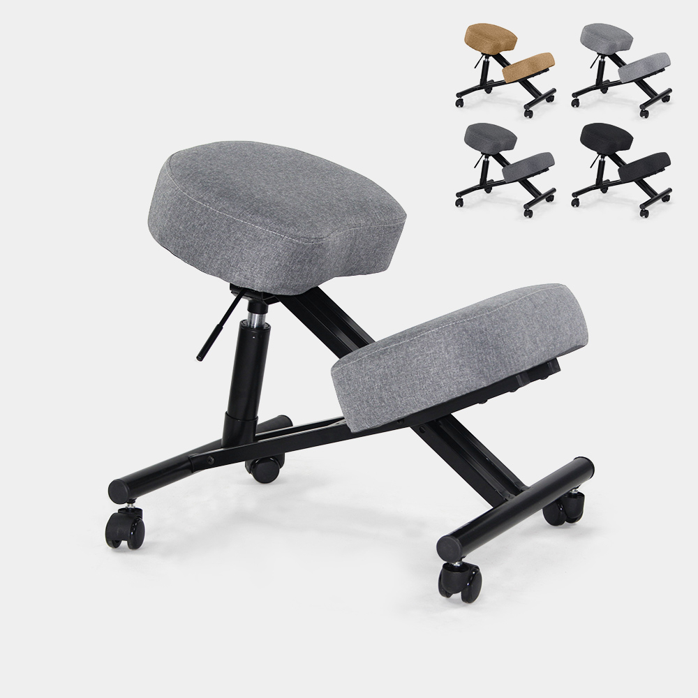 Chaise orthopédique et ergonomique, tabouret suédois en tissu et en métal Balancesteel Lux