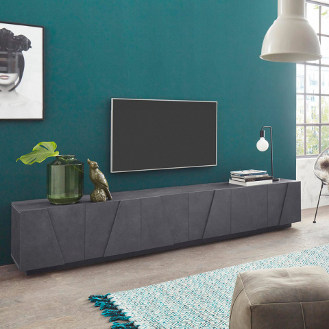 Meuble TV de salon design moderne avec 6 portes et 3 placards Ping Low XL Ardesia Promotion