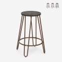 Tabouret haut de bars restaurants cuisines au design industriel en bois métal Carbon Top Offre