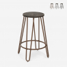Tabouret haut de bars restaurants cuisines au design industriel en bois métal Carbon Top Offre