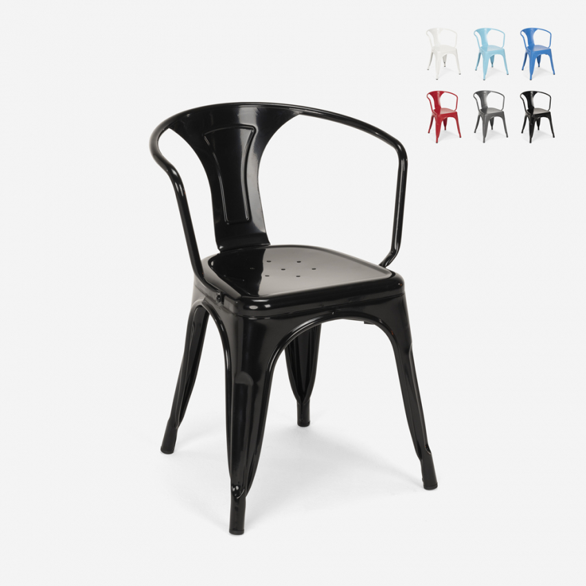 chaise de cuisine et bar industriel de style Lix avec accoudoirs en acier steel arm Offre