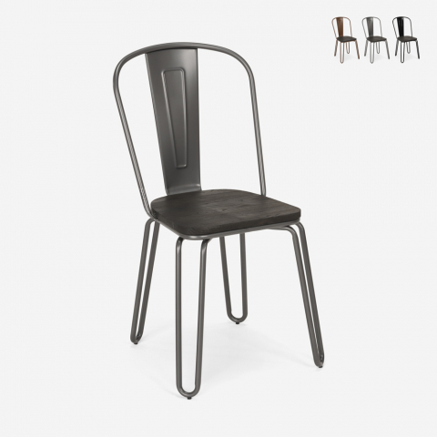 Chaises en acier de style Tolix au design industriel pour bar et cuisine Ferrum One