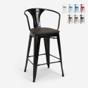tabouret de bar en bois et métal avec dossier design industriel style steel wood back Catalogue