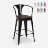 tabouret de bar en bois et métal avec dossier design industriel style steel wood back Catalogue