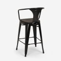 tabouret de bar en bois et métal avec dossier design industriel style steel wood back 
