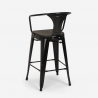 tabouret de bar en bois et métal avec dossier design industriel style steel wood back 