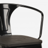 tabouret de bar en bois et métal avec dossier design industriel style steel wood back 