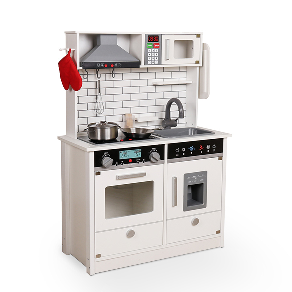 Cuisine de jeu pour enfants en bois moderne avec accessoires lumières et sons Home Chef