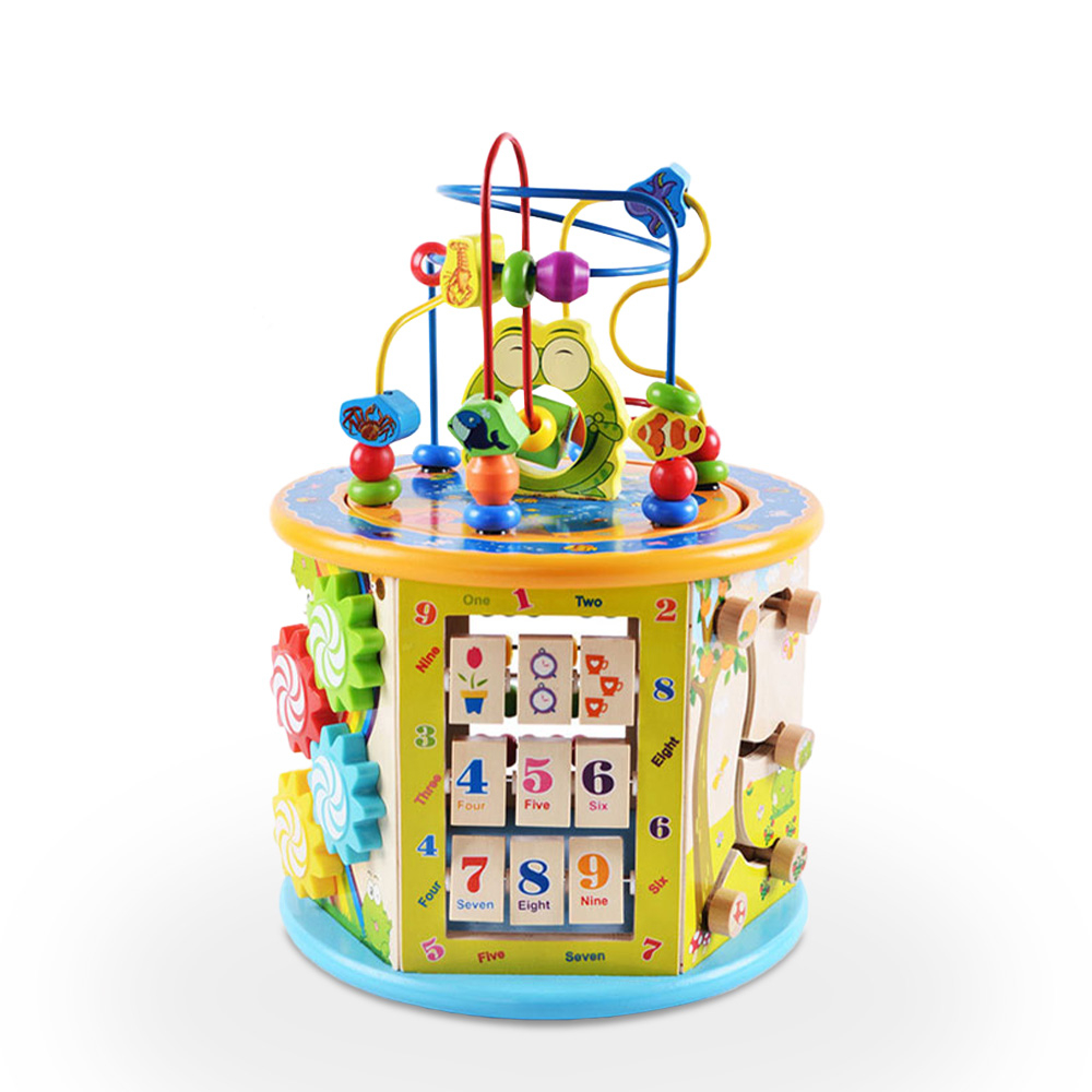 Cube d'activités hexagonal multi-jeux en bois pour enfants Fantasy Land