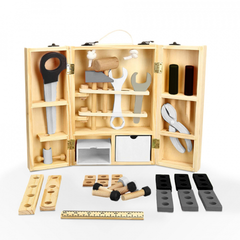 Mallette à outils en bois jouet pour enfants avec outils Mr Fix