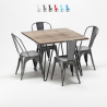 table carrée en bois + 4 chaises en métal au design industriel bay ridge Choix