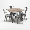 table carrée en bois + 4 chaises en métal au design industriel bay ridge Caractéristiques