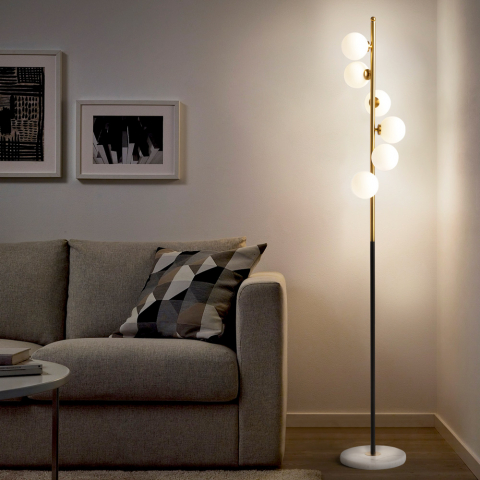 Lampadaire design avec abat-jour LED avec base en marbre Alibreo