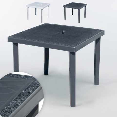 Lot de 12 Tables carrées en Polyrotin 90x90 pour jardin terrasse extérieure Bar et Restaurant Grand Soleil Gruvyer Promotion