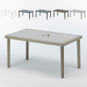 Lot 12 Tables de jardin rectangulaire en polyrotin pour bar café bistrot restaurant terrasse jardin 150x90 Grand Soleil Boheme D