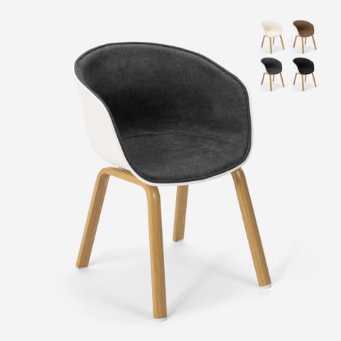 Chaise design scandinave avec métal effet bois pour bar cuisines Bush Promotion