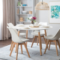 Table de cuisine bar restaurant ronde en bois design en bois 100 cm Moss Vente