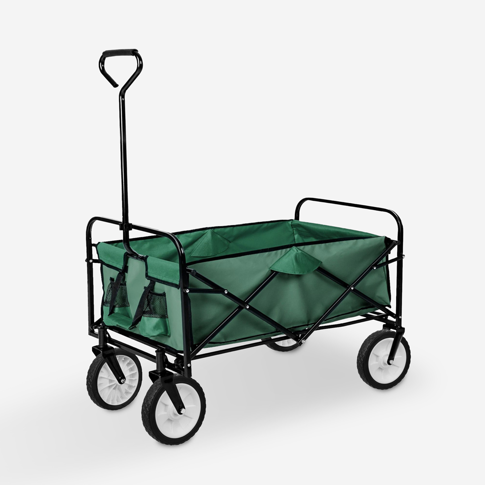 Chariot de jardin pliant pour le transport facile 4 roues 100 kg Temo