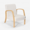Salon complet Canapé scandinave bois et tissu fauteuil repose-pieds Gyda Achat