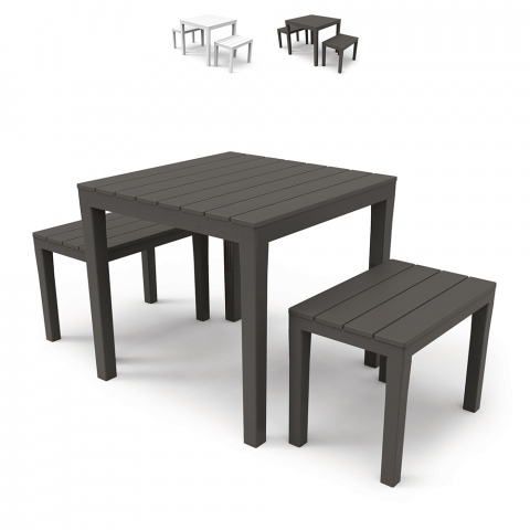 Ensemble de salon de jardin extérieur avec table et bancs Progarden Papua Promotion