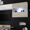 Meuble TV mural complet au design moderne en bois blanc brillant Nice Réductions