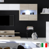 Meuble TV mural complet au design moderne en bois blanc brillant Nice Offre