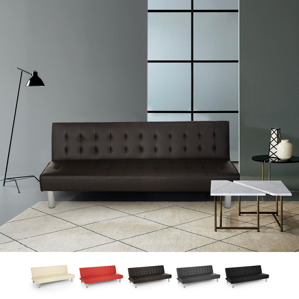 Canapé convertible 2 places clic-clac en similicuir inclinable design moderne Elly