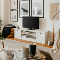 Meuble TV et commode au design rustique et épuré blanc 160 cm Spinle Réductions