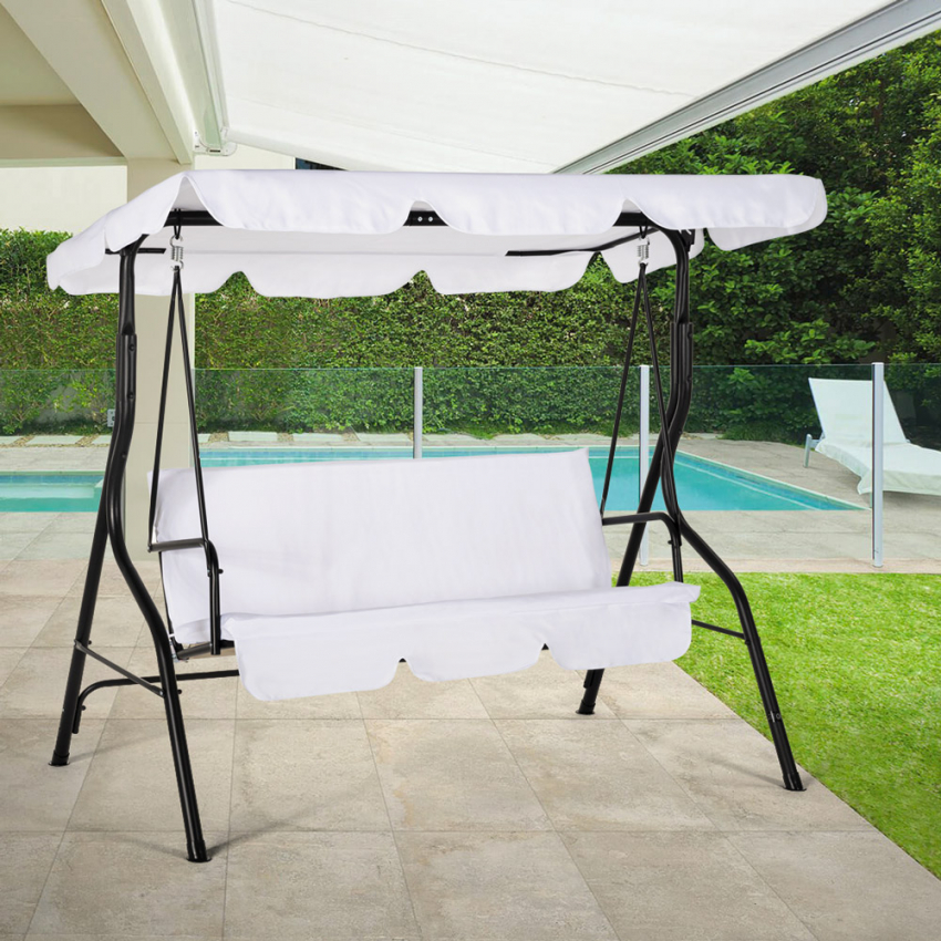 Balancelle De Jardin En Acier Pour Terrasse 3 Places Toit Étanche Yaw arredare terrazzo low cost