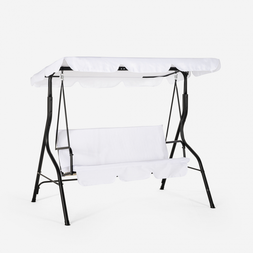 Balancelle de jardin terrasse 3 places en acier avec tissu et toit imperméable Yaw Promotion