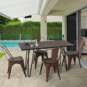 table rectangulaire 120x60 + 4 chaises en acier de style industriel Lix et bois roger Modèle