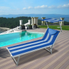 Transat de plage bain de soleil professionnel en aluminium Santorini Stripes Vente