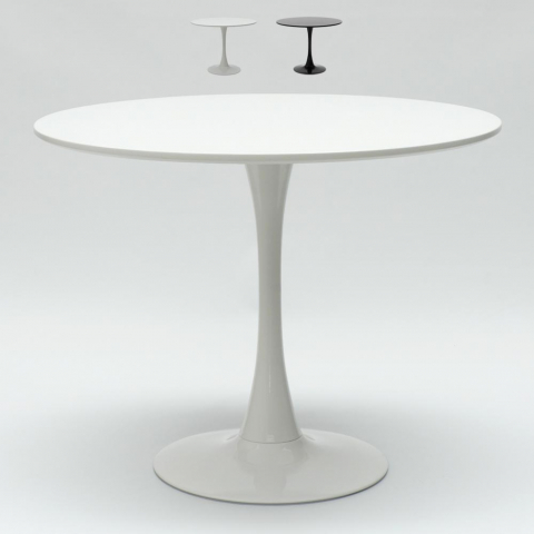 table ronde Tulipane noire et blanche pour chaises de bar et salon 80cm Tulipan Promotion