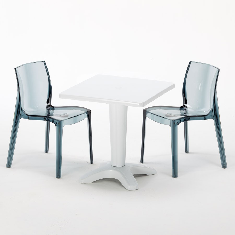 Table Et 2 Chaises Colorées Polycarbonate Extérieurs Grand Soleil Caffè
                            