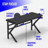Bureau de jeu ergonomique à LED en carbone avec porte-gobelet 120x60 Sportbot LED 120 Catalogue