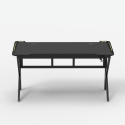 Bureau de jeu ergonomique à LED en carbone avec support casques et boissons 160x60cm Sportbot LED 160 