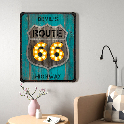 Tableau et toile avec cadre tubulaire en métal 60x80cm Devil's Highway Promotion
