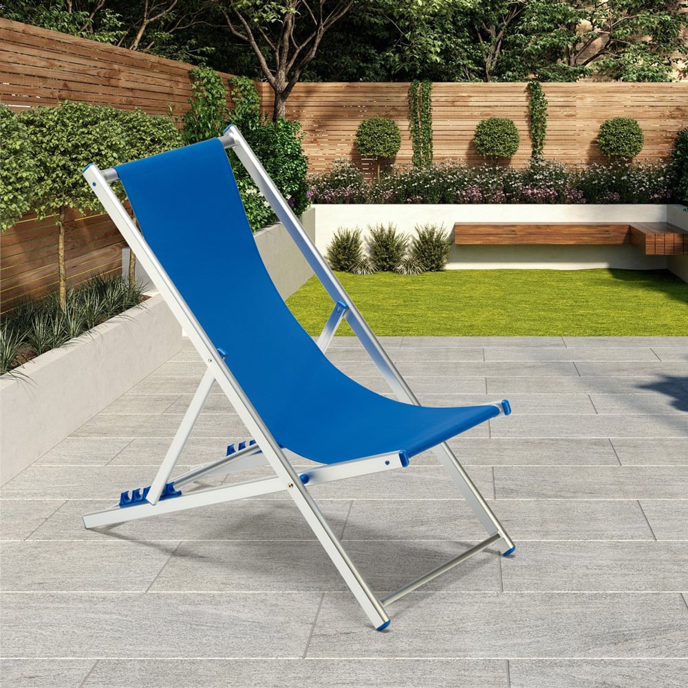 Transats de plage chaises pliantes jardin piscine aluminium Riccione 4 pcs