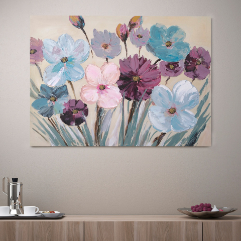 Peinture florale tableau peint à la main sur toile 120x90cm Flowery Promotion