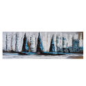 Tableau peint à la main de bateaux de mer sur toile 140x45cm Sailing Along Vente