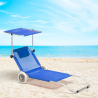 Transat de plage pliant en aluminium avec roues et pare soleil Banana Remises