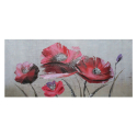 Peinture florale tableau peint à la main sur toile 110x50cm Coquelicot Vente