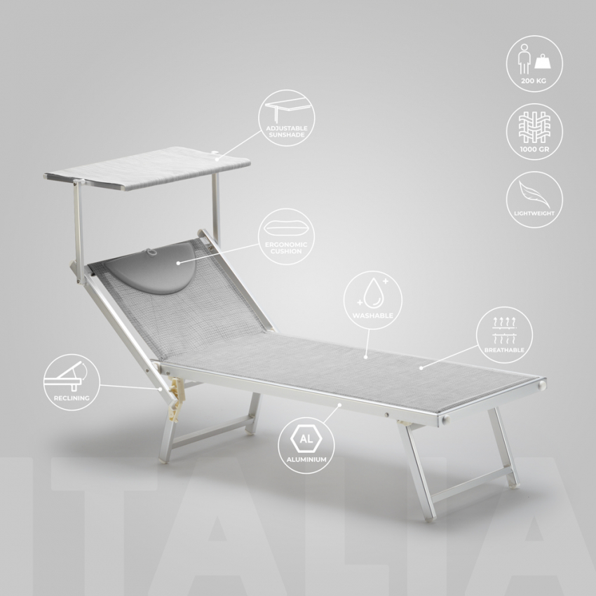 Transat de plage bain de soleil en aluminium Santorini Limited Edition
