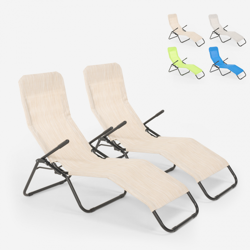 2 transats pliants bain de soleil pour jardin et plage en acier Pasha Choix 2 transats pliants bain de soleil pour jardin et plage en acier Pasha Choix