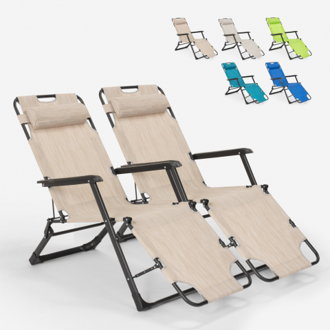 2 chaises longues de plage et jardin pliants multi-positions Emily Lux Zero Gravity Promotion