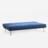 Canapé convertible 2 places design velours moderne clic clac avec pieds dorés Padded 