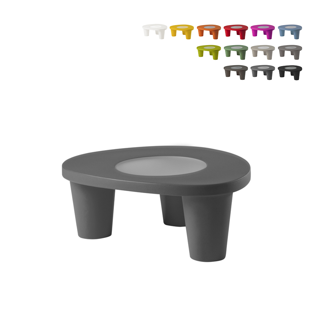 Table basse moderne en polyéthylène dessus en verre pour bar jardin maison Slide Low Lita Table